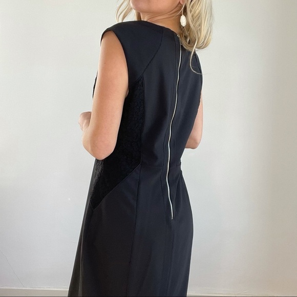 Rebecca Taylor Black Lace Side V Neck Dress sz 12 - Picture 9 of 16